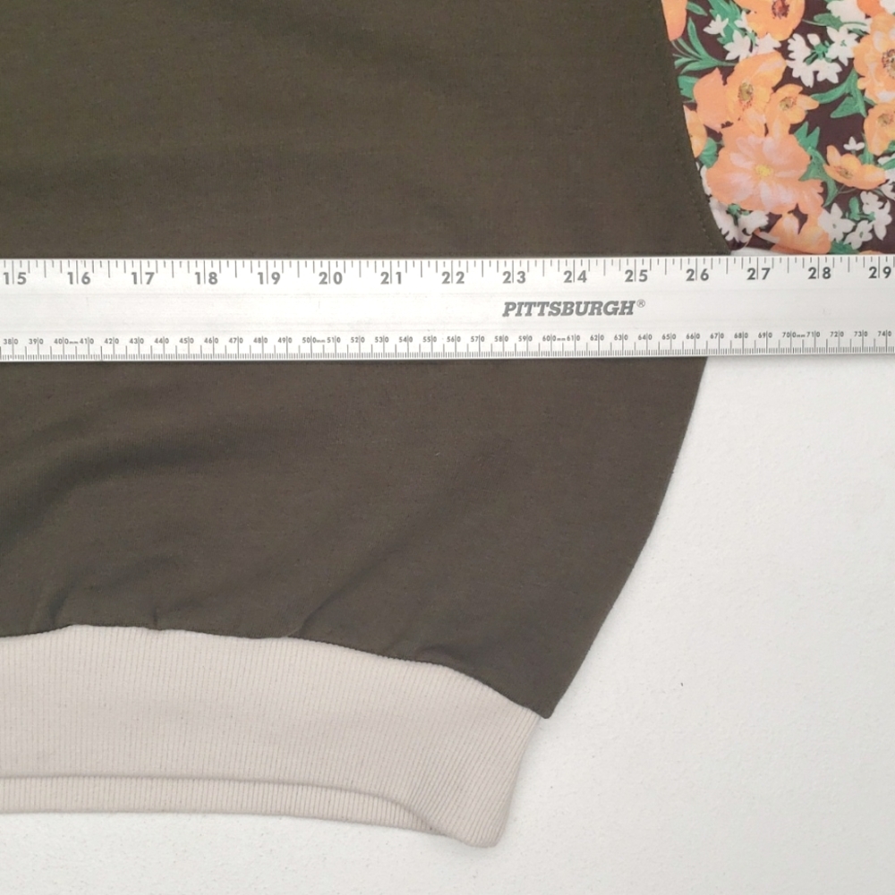 Zara Crew Neck Sweatshirt With Floral Design Sleeves Women's Size Medium - Picture 4 of 11